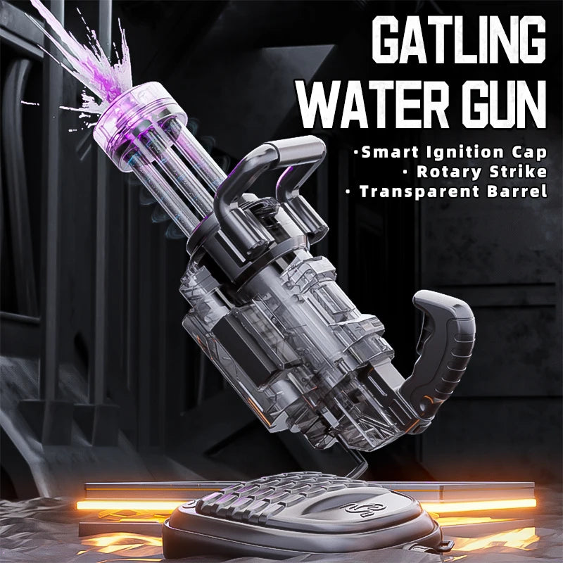 Adults Electric Water Gun Kids Gatling High Speed Powerful Shooting Children Automatic Water Blaster Backpack Summer Outdoor Toy