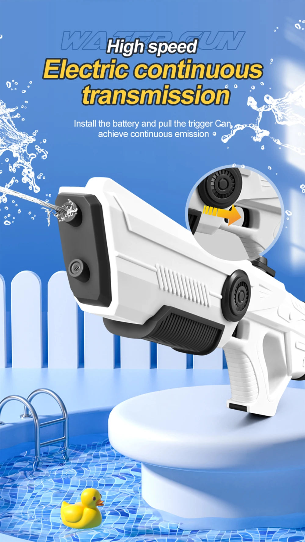 Electric Water Guns For Adults Powerful Squirt Automatic Water Suction Water Blasters Summer Outdoor Beach Toy For boys Kid Gift
