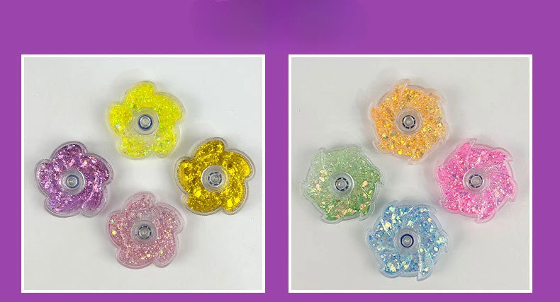 Fidget Spinner Rustling Portable High Rotational Speed Petal-like Spinning Gyro Colorful Sequined Desk Stress Relief Toy Gifts
