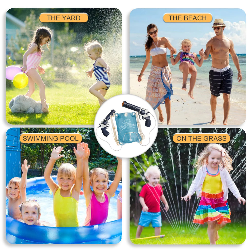Summer Electric Backpack Automatic Revolver Water Gun Fights Toy Water Absorbing Guns Outdoor Beach Swimming Pool Toys for child