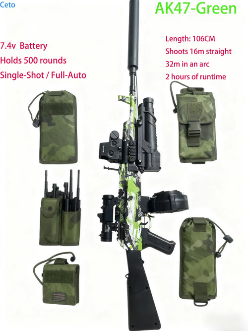 AK47 Gel Blasters Sniper Rifle - 32M Extreme Range, Full Auto Electric Gel Ball Blaster Gun for Adults, Outdoor Shooting Games
