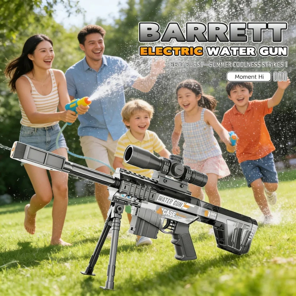 High Pressure Electric Sniper Water Gun Toy with Blowback Action Full Auto Rapid-Fire Summer Fight Games Toy for Kids Gift