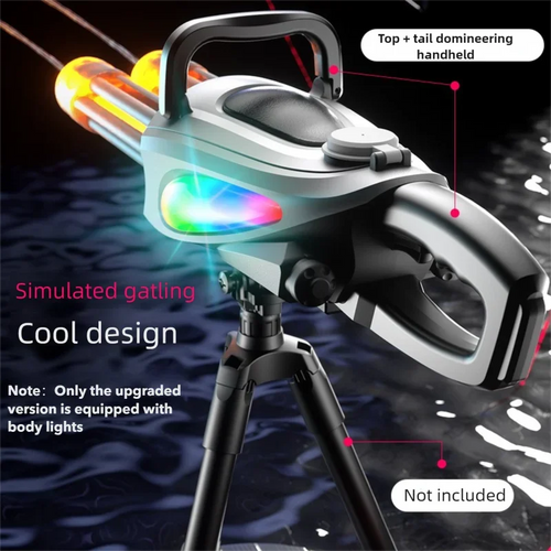 Automatic Double Rotating Gatling Water Gun Toy Gun Barrel with LED Spray Water Pistol Blaster Pool Outdoor Toy for Kids Adult