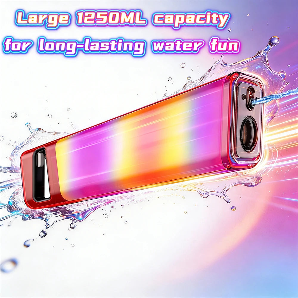 1250ML Electric Water Gun Large Capacity Automatic Water Blaster with LED Light & Music Beach Party High Pressure Squirt Toy New