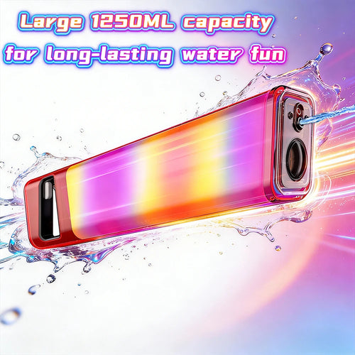 1250ML Electric Water Gun Large Capacity Automatic Water Blaster with LED Light & Music Beach Party High Pressure Squirt Toy New