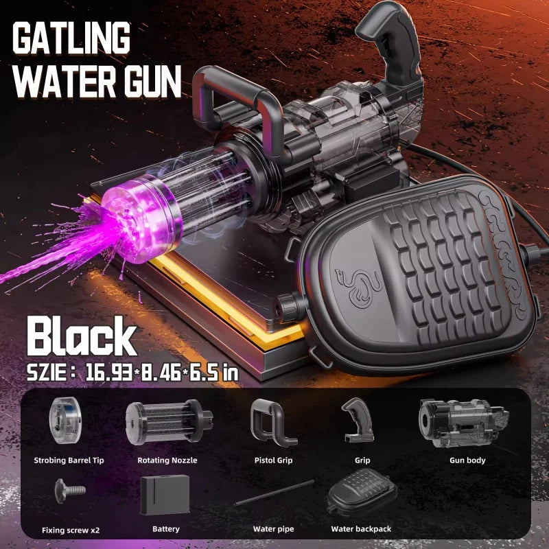Adults Electric Water Gun Kids Gatling High Speed Powerful Shooting Children Automatic Water Blaster Backpack Summer Outdoor Toy