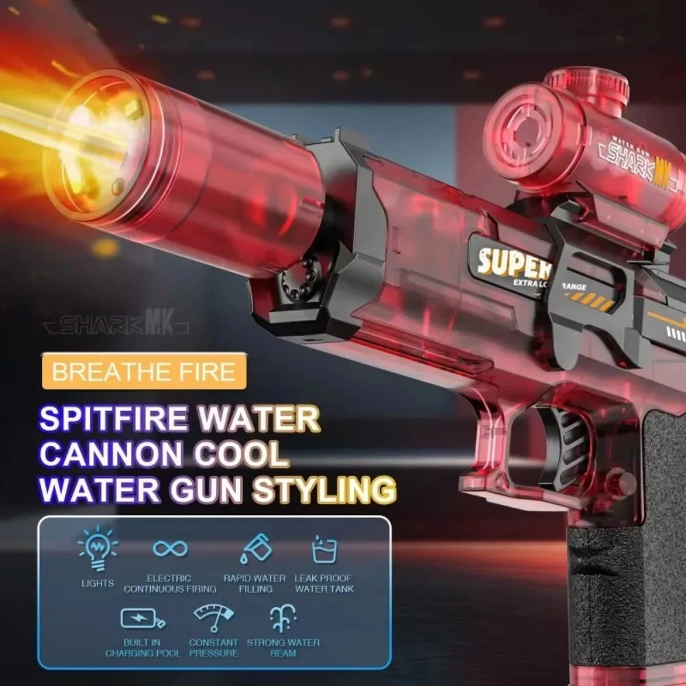 Electric Water Gun Water Blaster High Capacity Long Range Summer Outdoor Beach Water Fight Toy for Kids Boys Birthday Gift