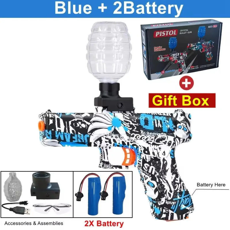 Electric Burst Splatter Blaster Toy Gun Gel Blaster Outdoor Shooting Games Gift for Boy Kids Adults (Bullets Excluded)