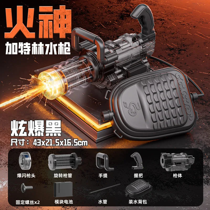 Rotating Gatling Water Gun, High Pressure Large Capacity Backpack Water Blaster for Outdoor Water Fight Children's Toy Gift