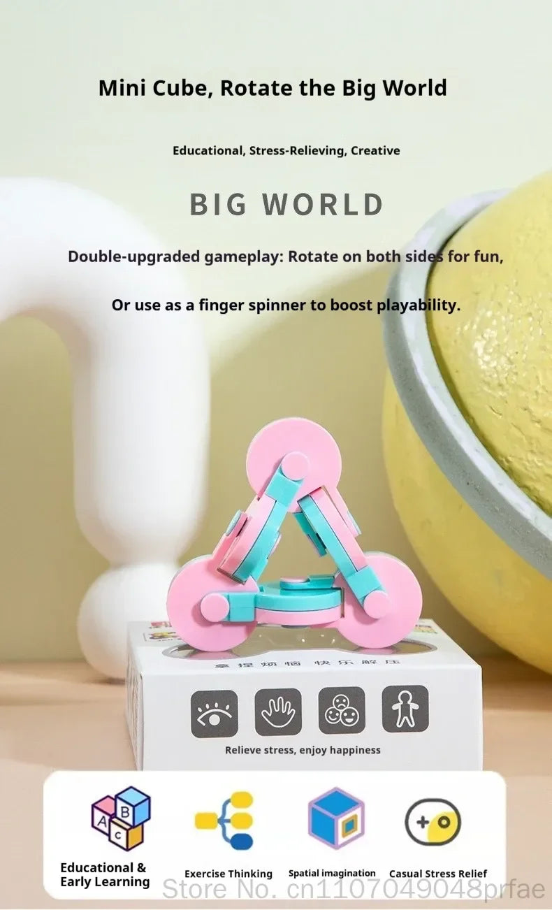 Fidget Flip Gyro 3D Cube 360 Degree Rotatable Fingertip Handheld Stress Relief Toy Creative Novelty For Adult Daily Gift