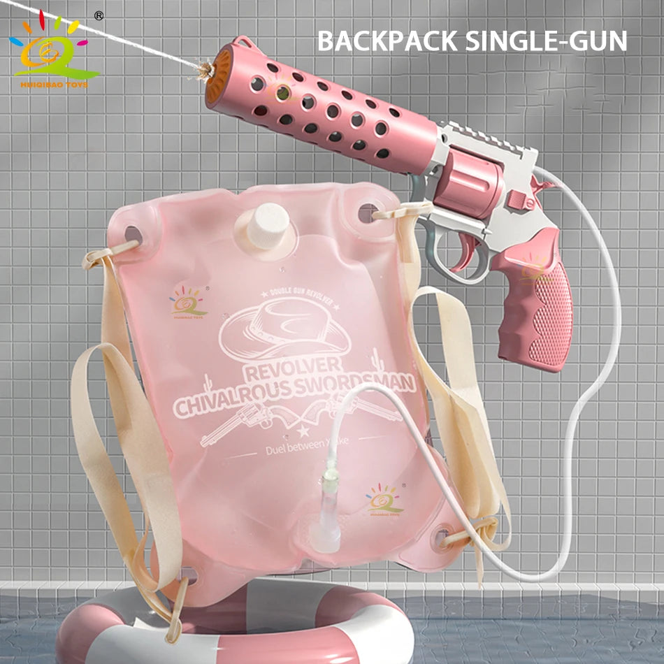 Revolver Electric Automatic Water Gun Backpack Pistol Firing Waters Fight Summer Outdoor Beach Swimming Pool Shooting Game Toys