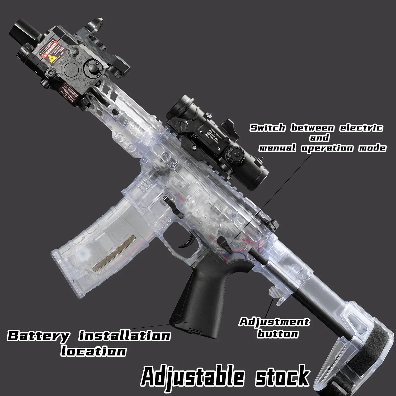 SLR Nylon Electric Gel Ball Blasting Toy Gun, Automatic Splash Ball Blaster, Suitable for Outdoor Shooting Games [No Bullets]