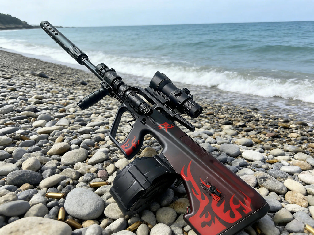 AUG-Style Automatic Gel Water Bead Blaster: 500rd Drum & 16m Range - Outdoor Sports Shooting Game Toy for Adults