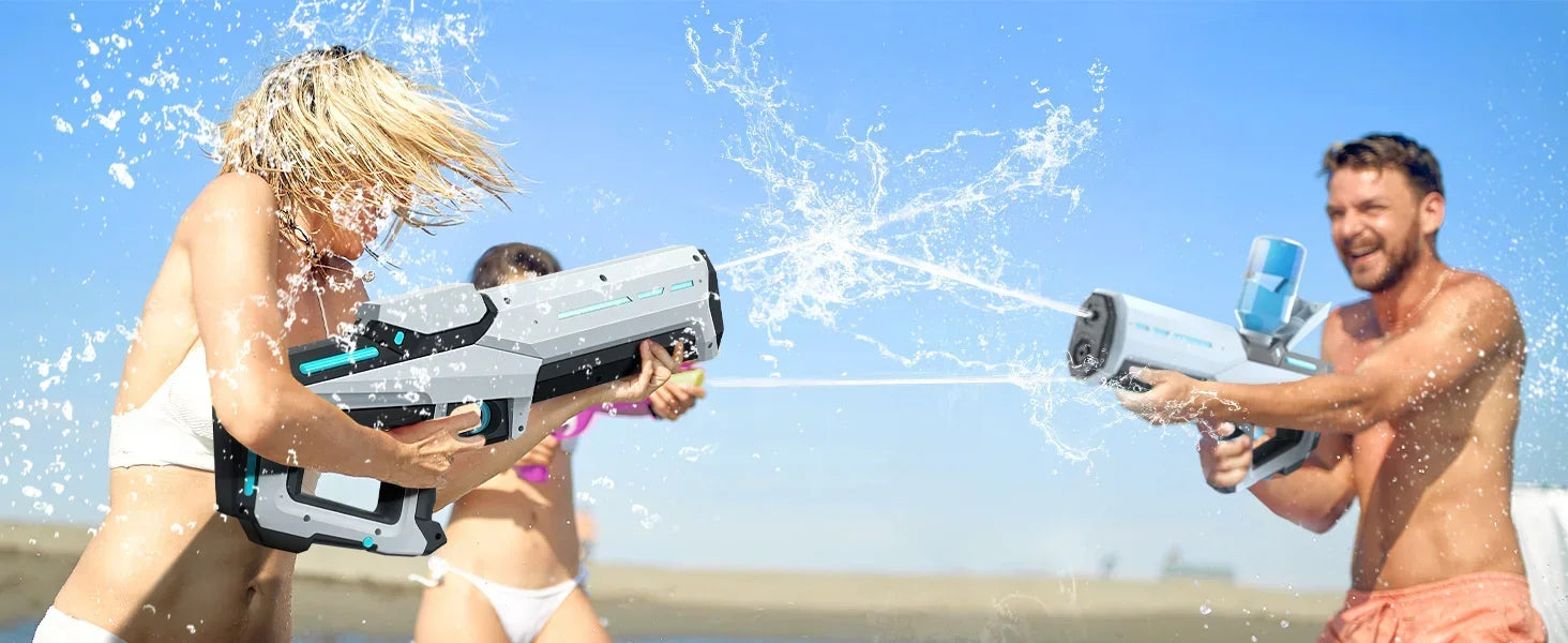 Powerful Electric Water Guns for Adults, Automatic Splash Blaster with Water Suction, Summer Outdoor Beach Toys for Boys Gift