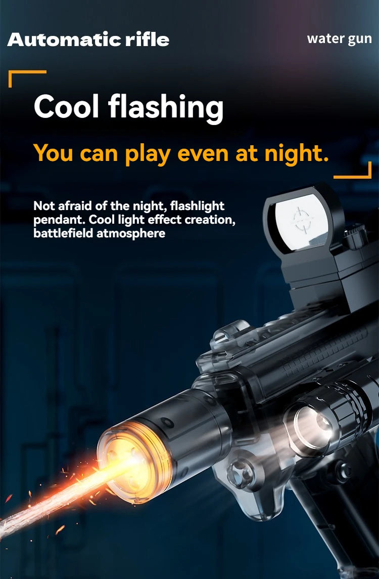 Summer Outdoor Large Capacity Electric Shooting Water Gun Toy, MK3 Large Fully Automatic Water Gun With Lights Gift