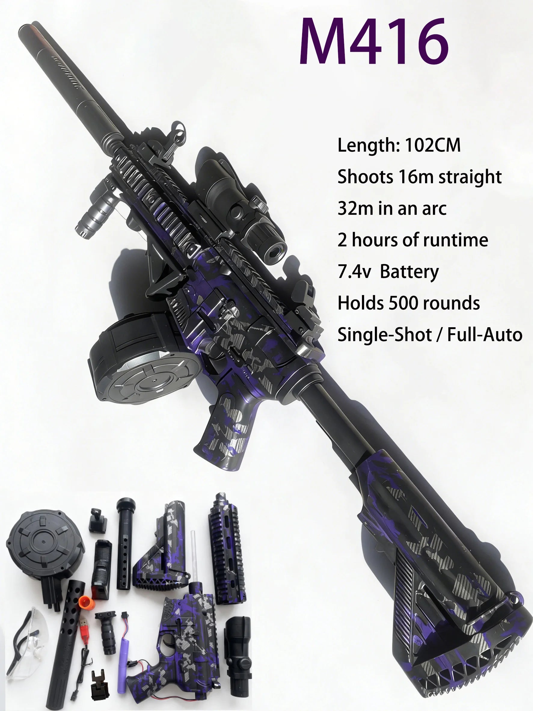 Gel Blasters Gun Toys for Adults 500 Rounds Full Auto 7.4V Electric Long Range Outdoor Team Game Battle Blaster For Adults&Teens