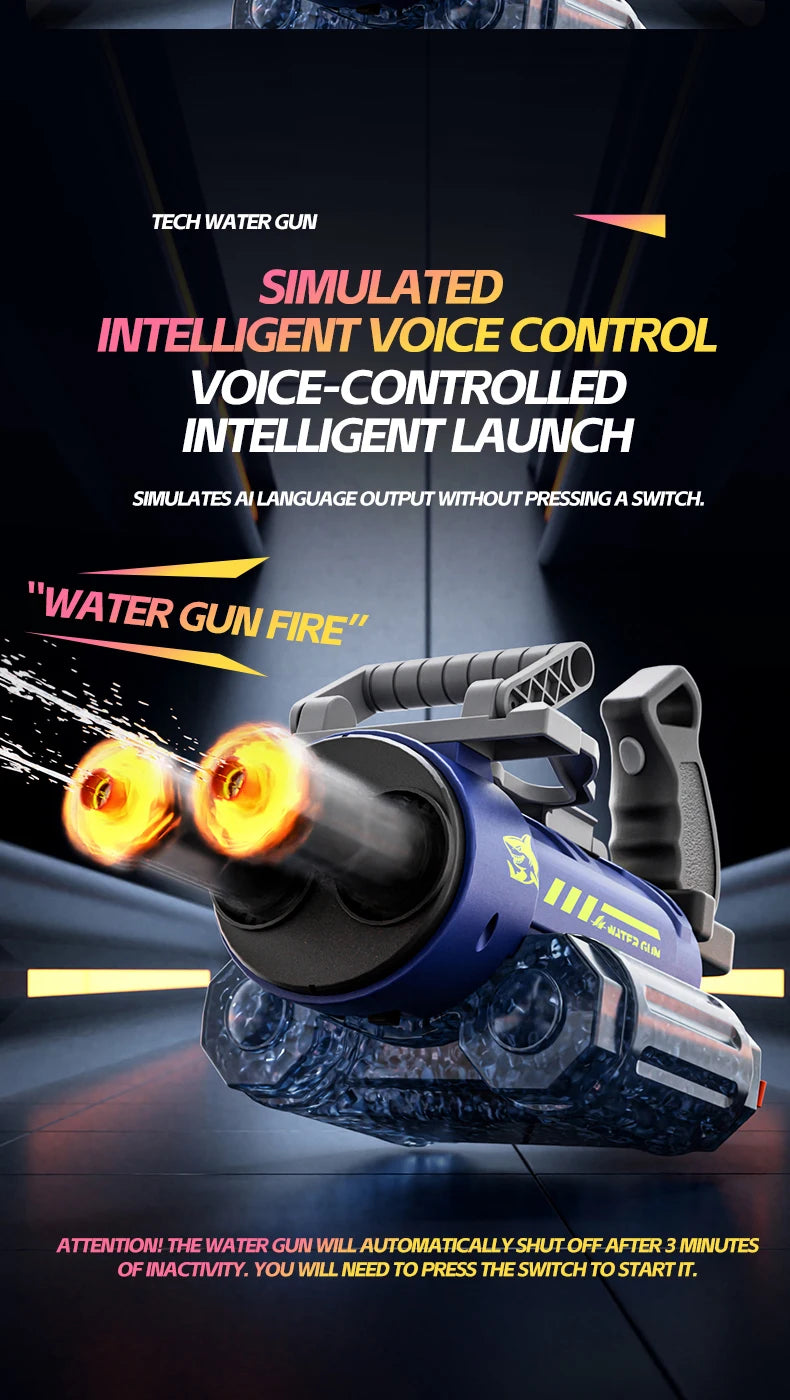 Electric Rotating Water Gun With Bag Double-dazzling Lights Large Capacity Double-nozzle Burst Water Gun Kids Toys Outdoor Game