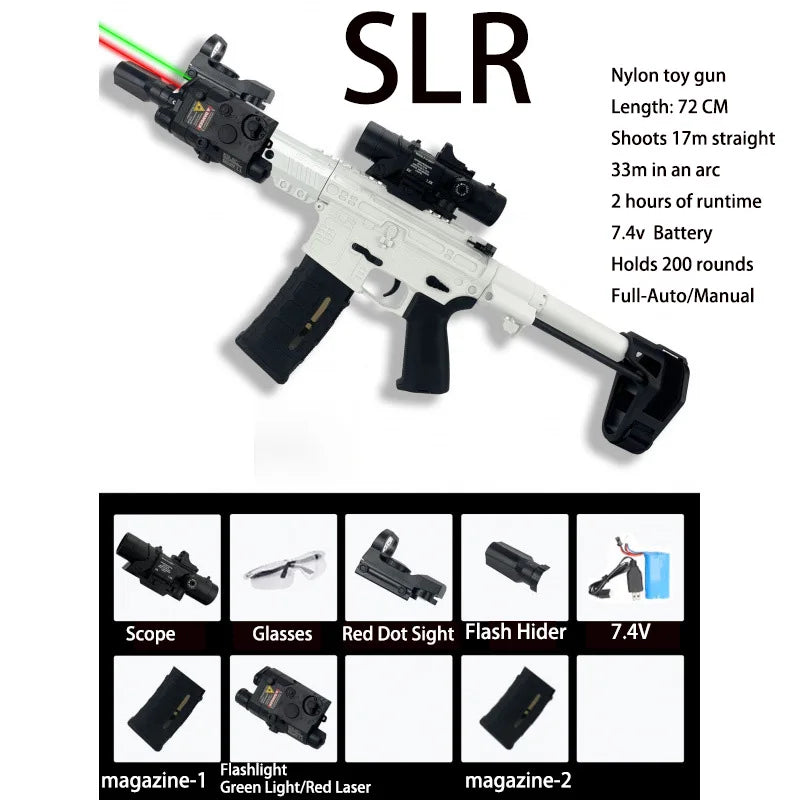 Nylon SLR Gel Blaster Toy for Family Fun Safe Eco Friendly Gel Ball Blaster for Outdoor Parent Child Games 30m Range