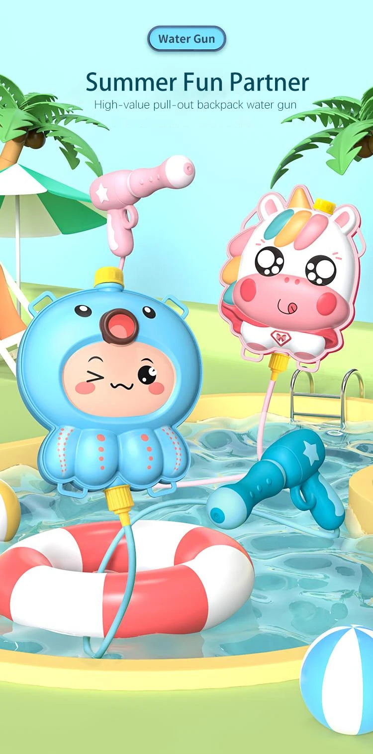 Summer Backpack Water Gun Cartoon Water Gun Beach Water Toys Outdoor Animals Backpack Water Gun Children Toys Gift