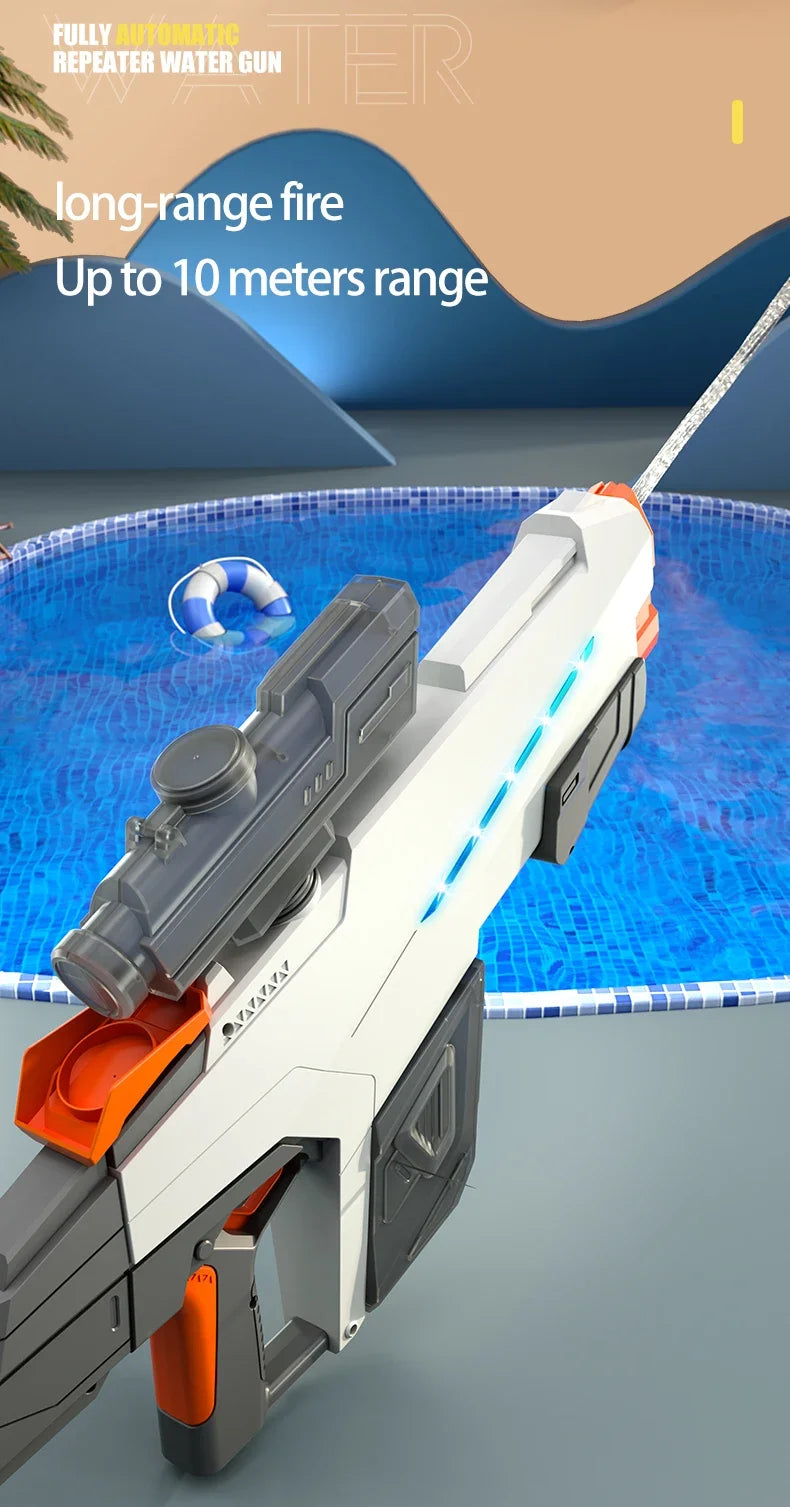 Fully Automatic Suction Water Gun Electric Toy High Pressure Water Blaster Pool Summer Outdoor Beach Pool Battle Party Water Toy