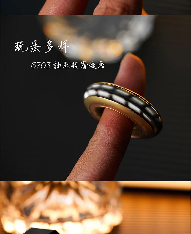EDC Mechanical Beads Fidget Ring Push Slider Metal Mini Fun Stress Toys Tools