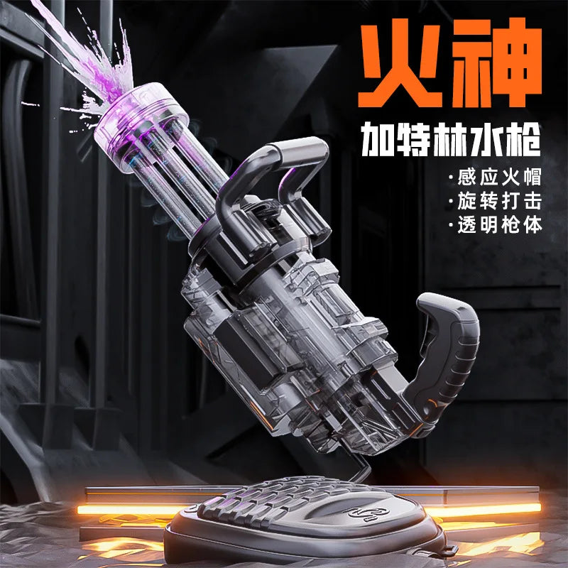 Rotating Gatling Water Gun Large High Pressure Large Capacity Backpack Playing Water Fight Children's Outdoor Toy