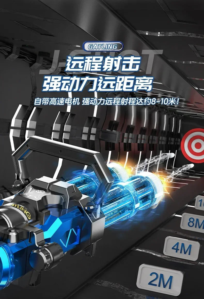 2025 New Electric Gatling Water Cannon Dual Tube Rotating High-Pressure Spray 1000ML Outdoor Summer Water Gun Toy