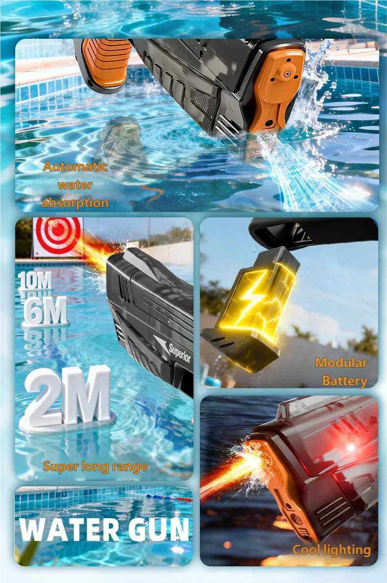 Electric Water Guns For Adults Powerful Spray Automatic Water Suction Water Blasters Outdoor Party Beach Toy For boys Kid Gifts
