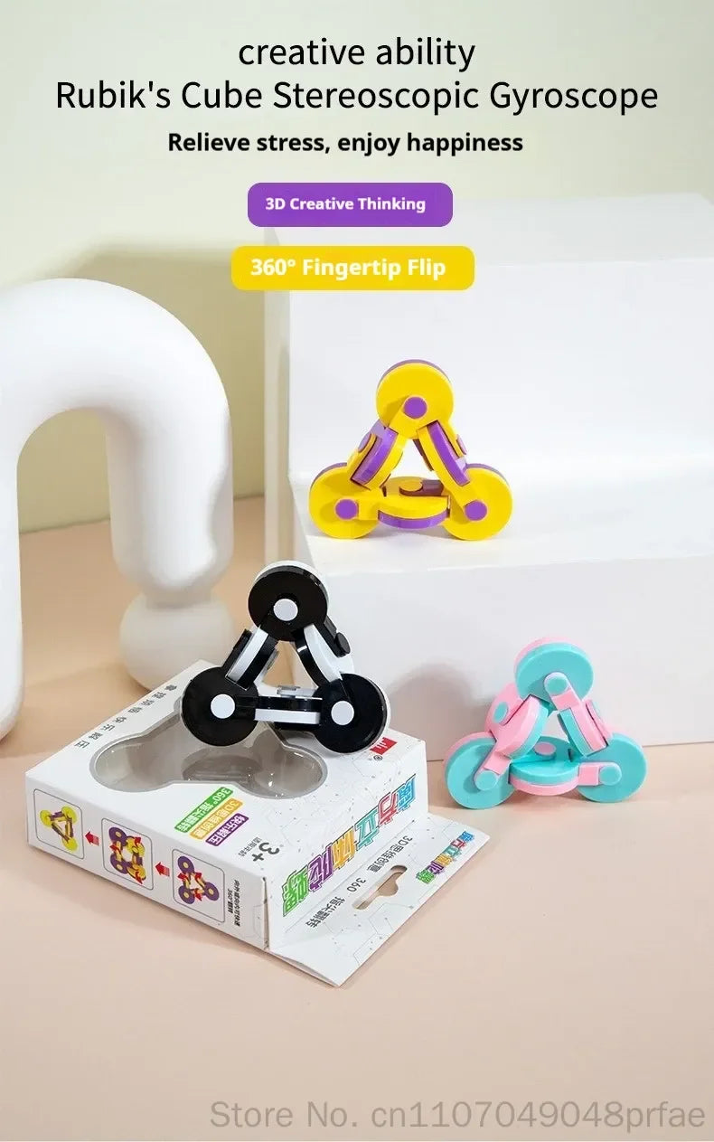 Fidget Flip Gyro 3D Cube 360 Degree Rotatable Fingertip Handheld Stress Relief Toy Creative Novelty For Adult Daily Gift