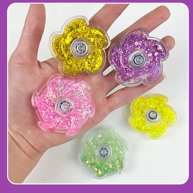 Fidget Spinner Rustling Portable High Rotational Speed Petal-like Spinning Gyro Colorful Sequined Desk Stress Relief Toy Gifts