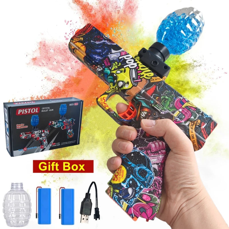 Electric Burst Splatter Blaster Toy Gun Gel Blaster Outdoor Shooting Games Gift for Boy Kids Adults (Bullets Excluded)