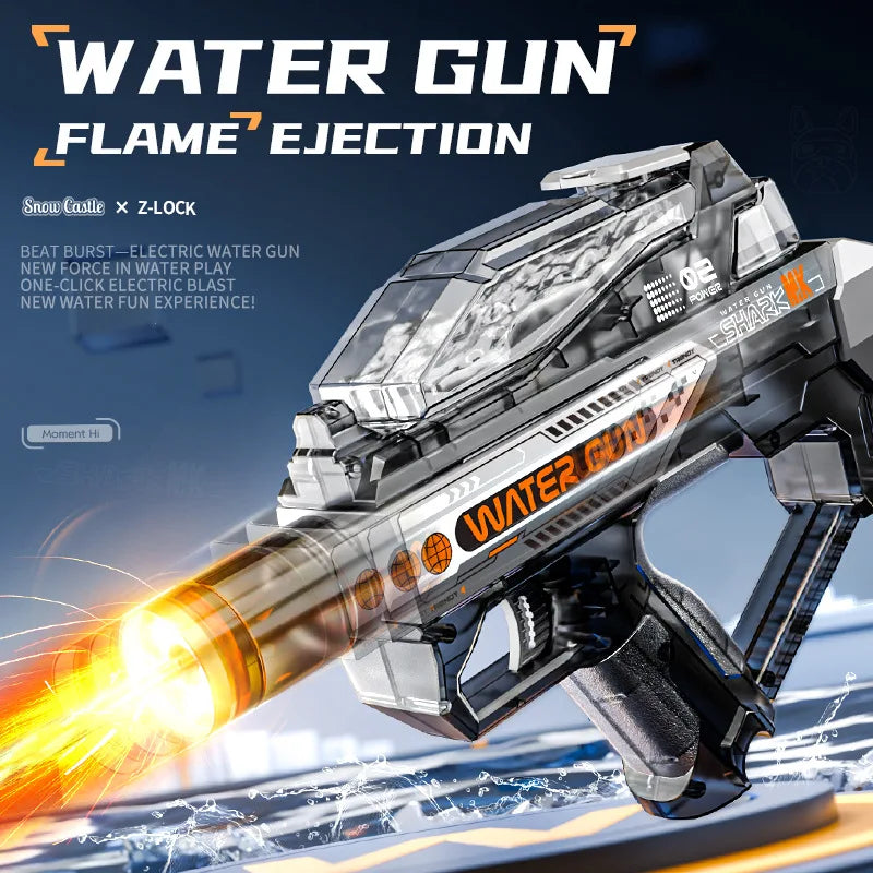 Electric Water Gun Toy Kids Water Squirt Gun with Lights and Sound Automatic Continuous Firing Watergun Beach Pool Outdoor Toy