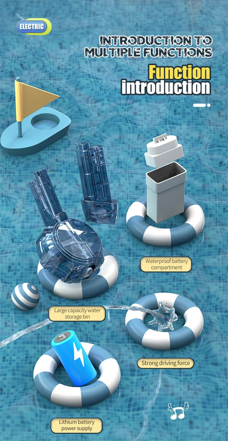 Electric Water Gun With Two Water Tank Automatic High-Power Water Blaster For Child Outdoor Games Summer Water Spray Gun Toys