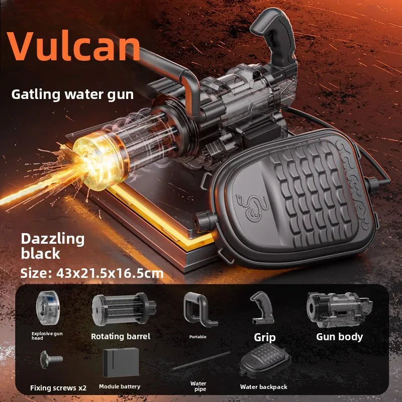 Rotating Gatling Water Gun, High Pressure Large Capacity Backpack Water Blaster for Outdoor Water Fight Children's Toy Gift