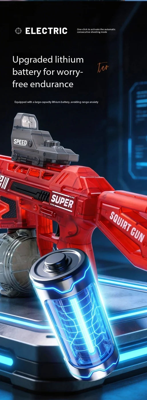 Electric Water Gun With Flame Light Effect High Pressure Rapid Fire Squirt Gun Blaster For Beach Outdoor Water Fighting Play ﻿