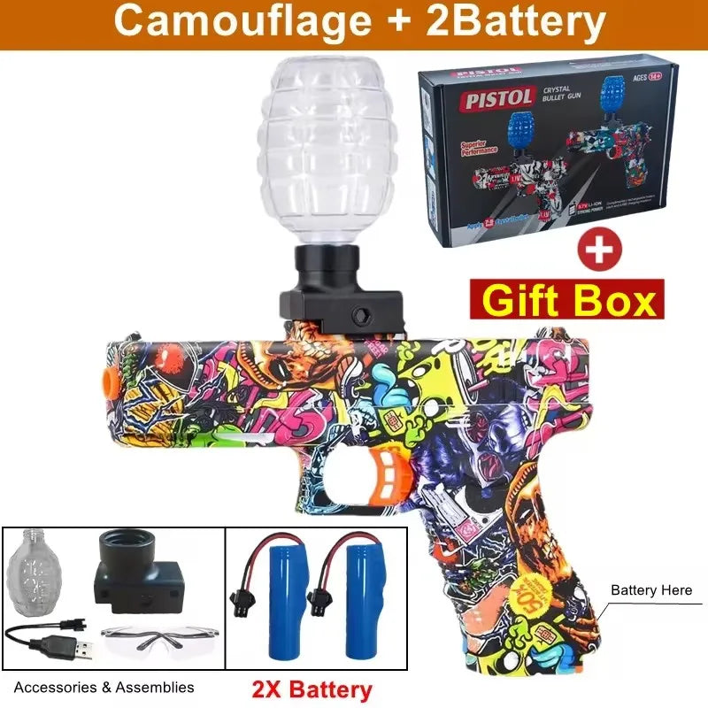 Electric Burst Splatter Blaster Toy Gun Gel Blaster Outdoor Shooting Games Gift for Boy Kids Adults (Bullets Excluded)