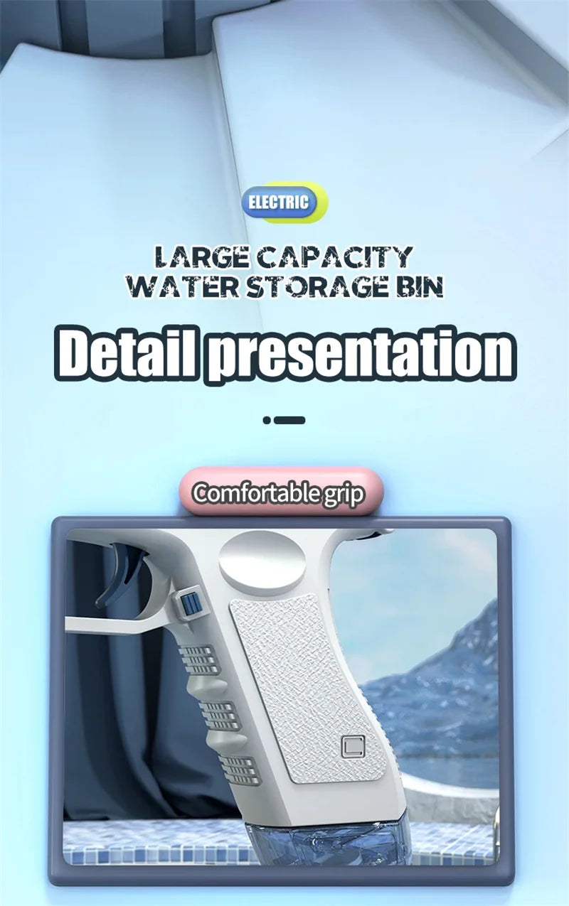 Electric Water Gun With Two Water Tank Automatic High-Power Water Blaster For Child Outdoor Games Summer Water Spray Gun Toys