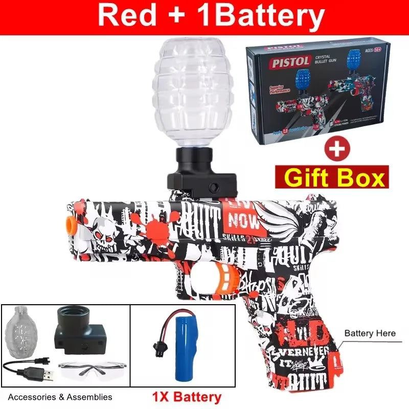Electric Burst Splatter Blaster Toy Gun Gel Blaster Outdoor Shooting Games Gift for Boy Kids Adults (Bullets Excluded)