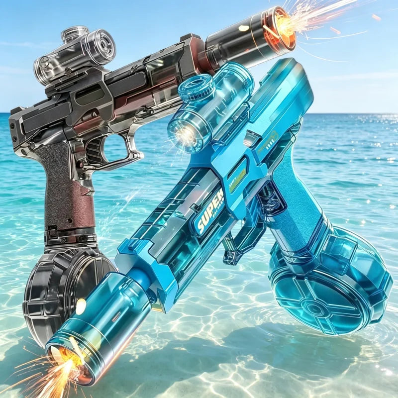 Electric Water Gun Toy With LED Light Large Capacity High Speed Continuous Firing Water Gun Kids Outdoor Pool Battle Game