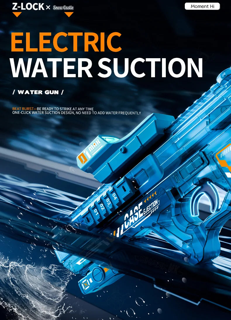 Flame Effect Electric Water Guns For Powerful Squirt Automatic Water Suction Water Blasters Summer Outdoor Beach Toy For Gift