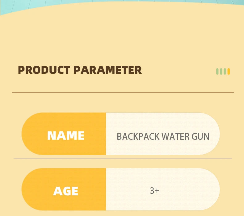Children Backpack water gun Toys Summer Outdoor Beach Pool Garden Fight Games Kids Water fight Watergun outing toy Gifts