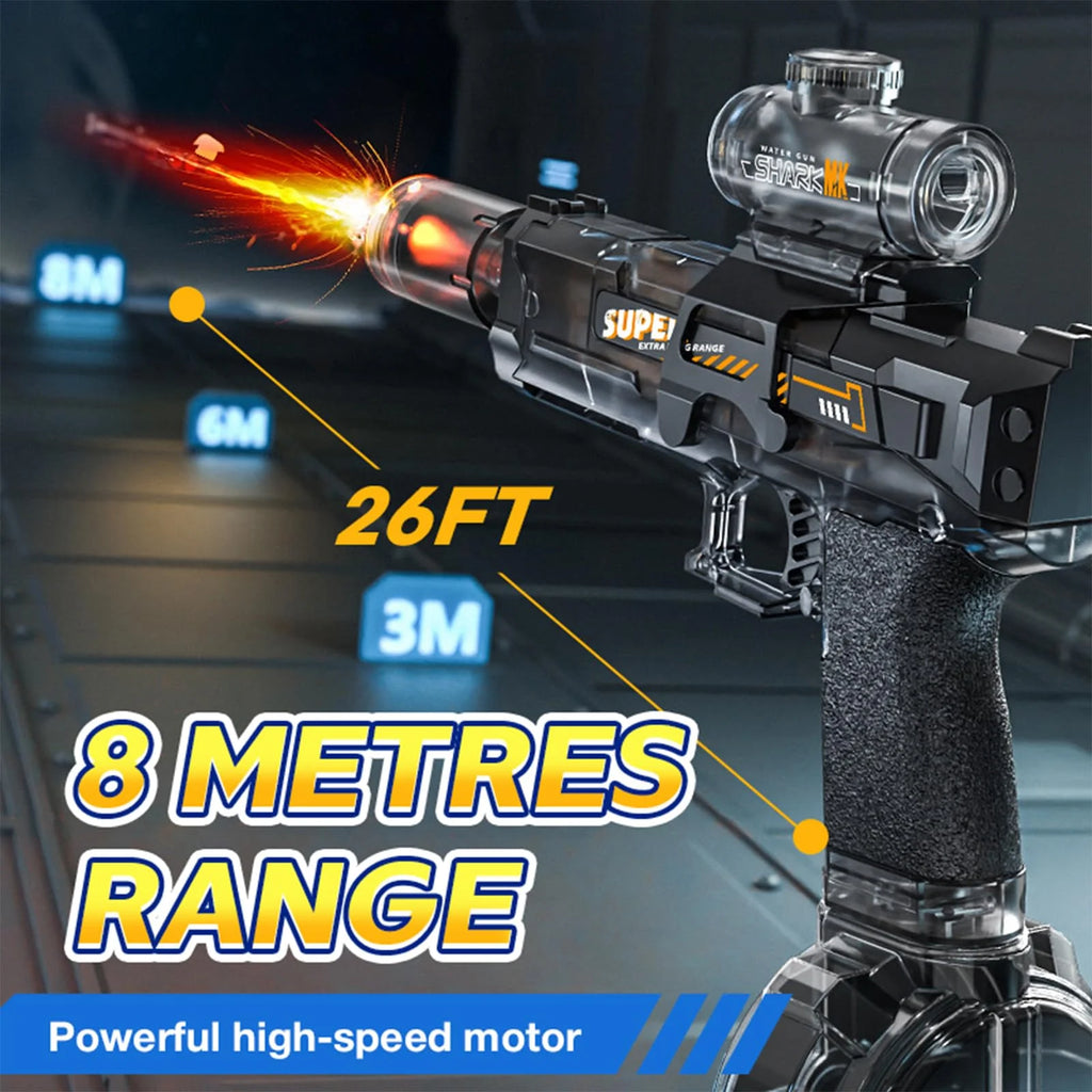 Electric Water Gun with Recoil: Automatic High Pressure Squirt Gun, LED Sensor Light Water Pistol, Summer Outdoor Beach Toy