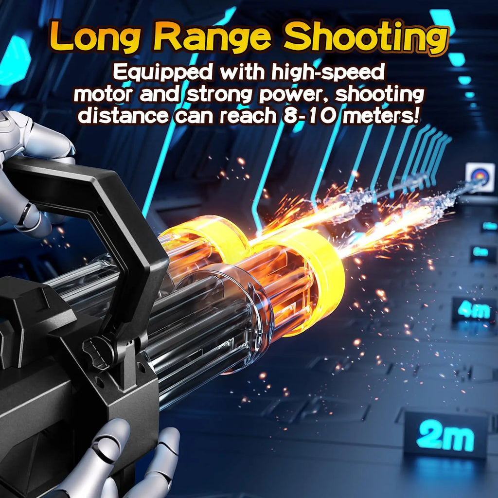 Strongest Electric Gatling Water Gun Toy Rotating Double Barrel With Big Capacity Backpack Outdoor Pool Toy for Kids Adult Gifts