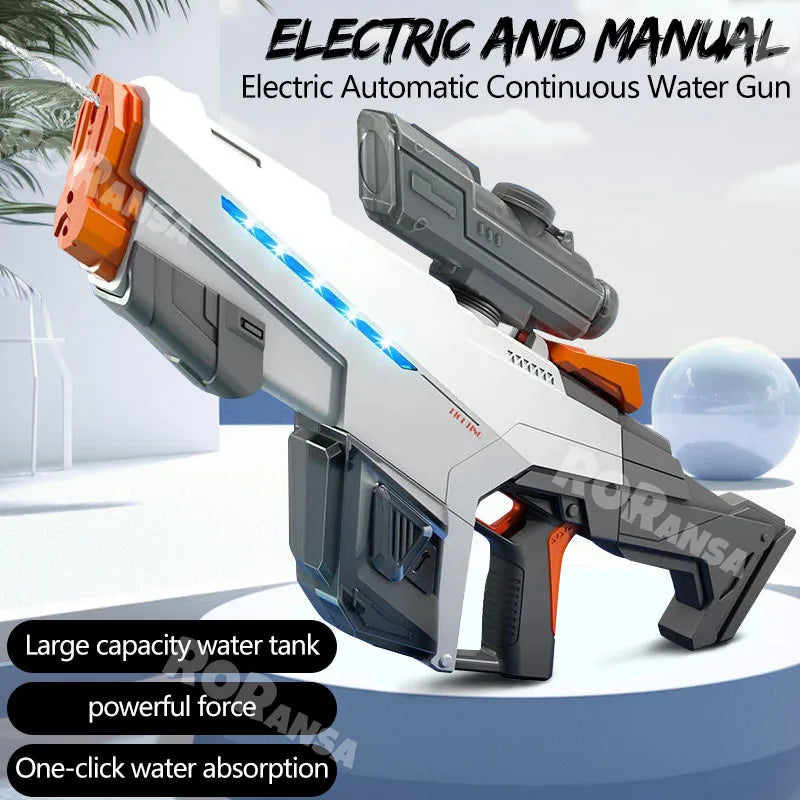 Electric Water Gun  for Adults  Kids Gift High-pressure Strong Energy Automatic Water Spray Beach Pool Outdoor Toys