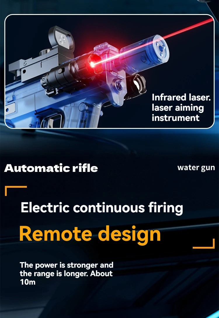 Summer Outdoor Large Capacity Electric Shooting Water Gun Toy, MK3 Large Fully Automatic Water Gun With Lights Gift