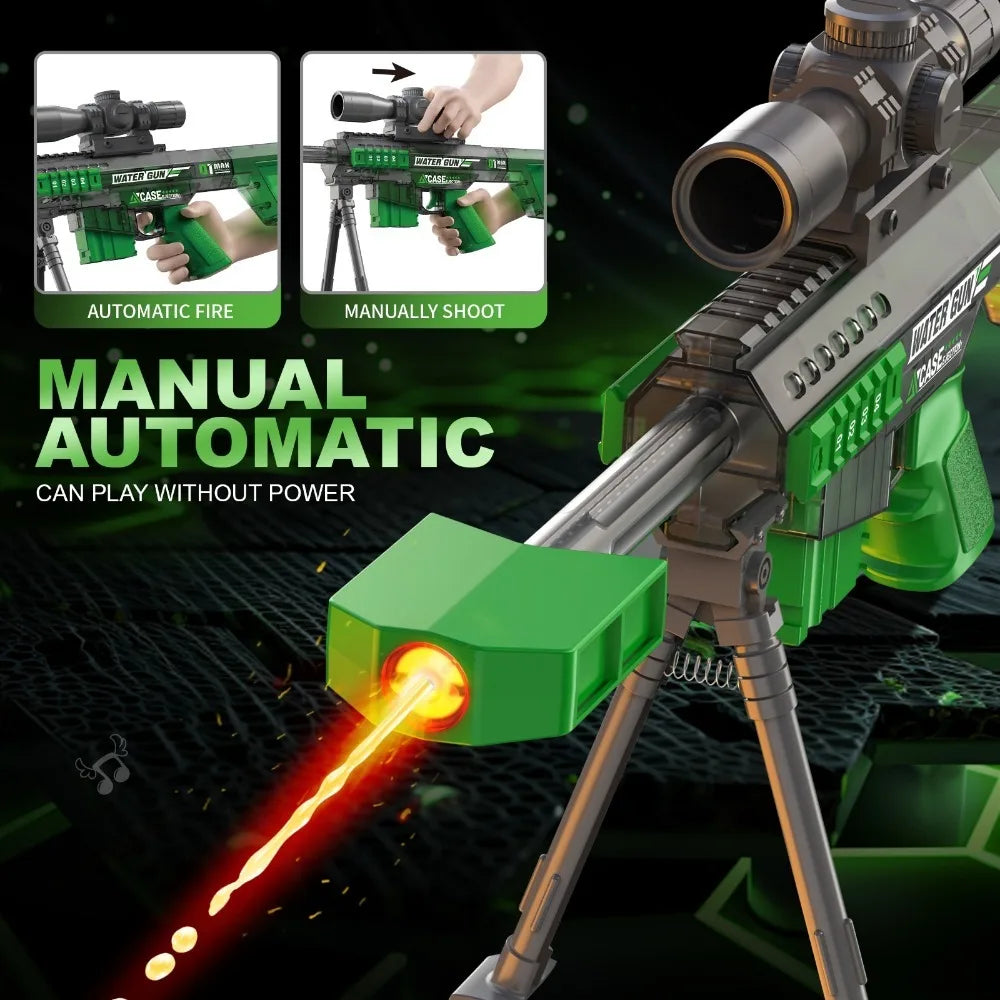 High Pressure Electric Sniper Water Gun Toy with Blowback Action Full Auto Rapid-Fire Summer Fight Games Toy for Kids Gift