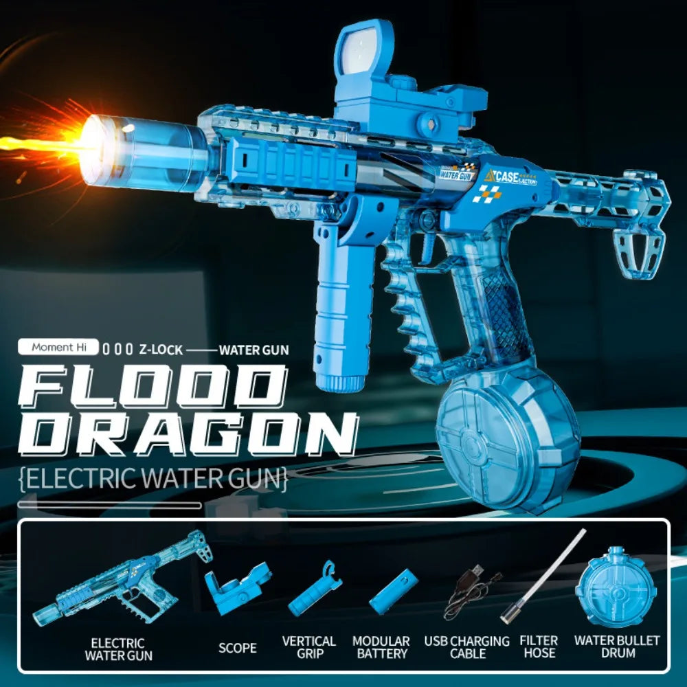 High Pressure Electric Toy Water Gun Fully Automatic Long Range Water Blasters Shooting Game Suitable for Outdoor Beach Swimming