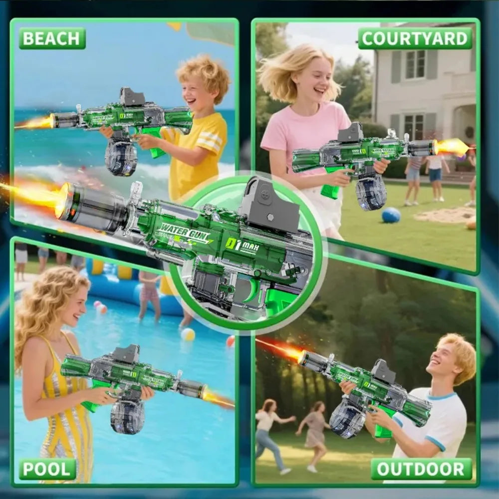 Electric Water Gun Water Blaster High Capacity Long Range Summer Outdoor Beach Water Fight Toy for Kids Boys Birthday Gift