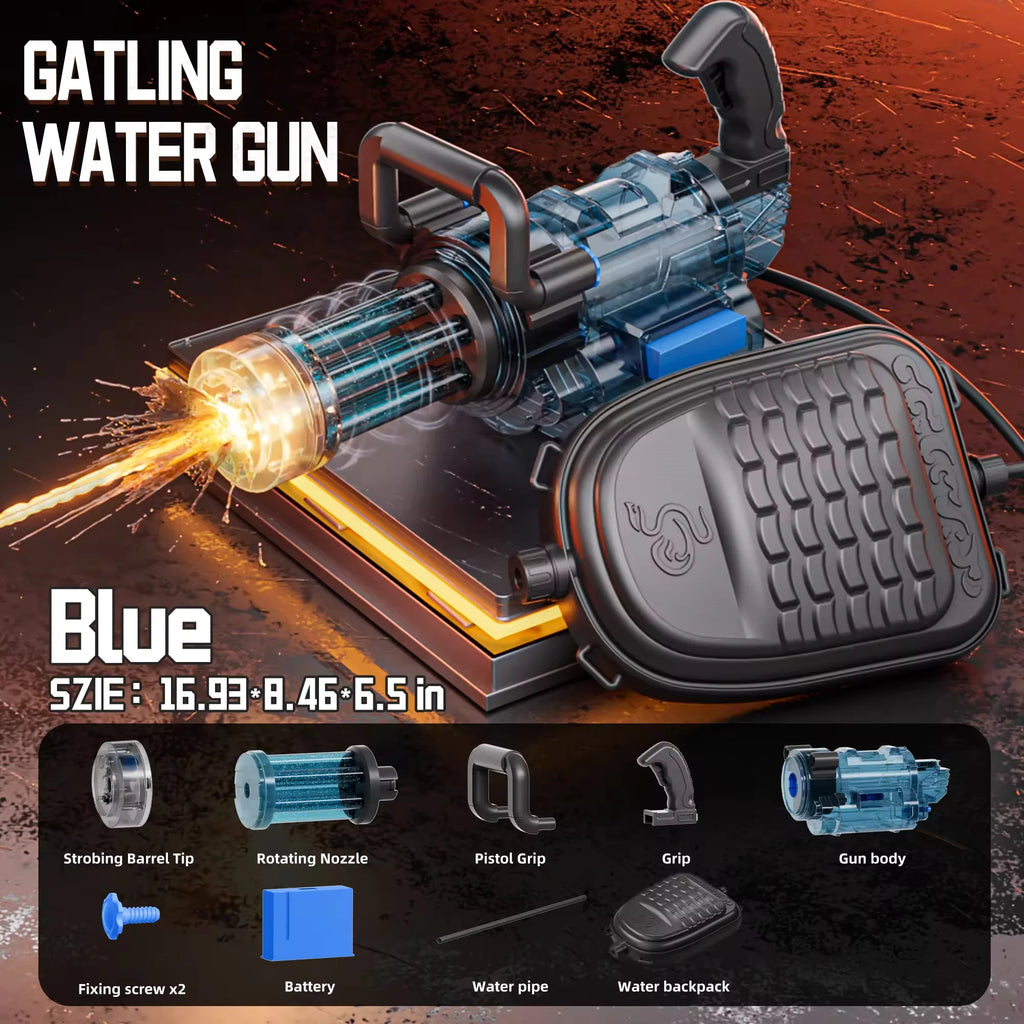 Adults Electric Water Gun Kids Gatling High Speed Powerful Shooting Children Automatic Water Blaster Backpack Summer Outdoor Toy