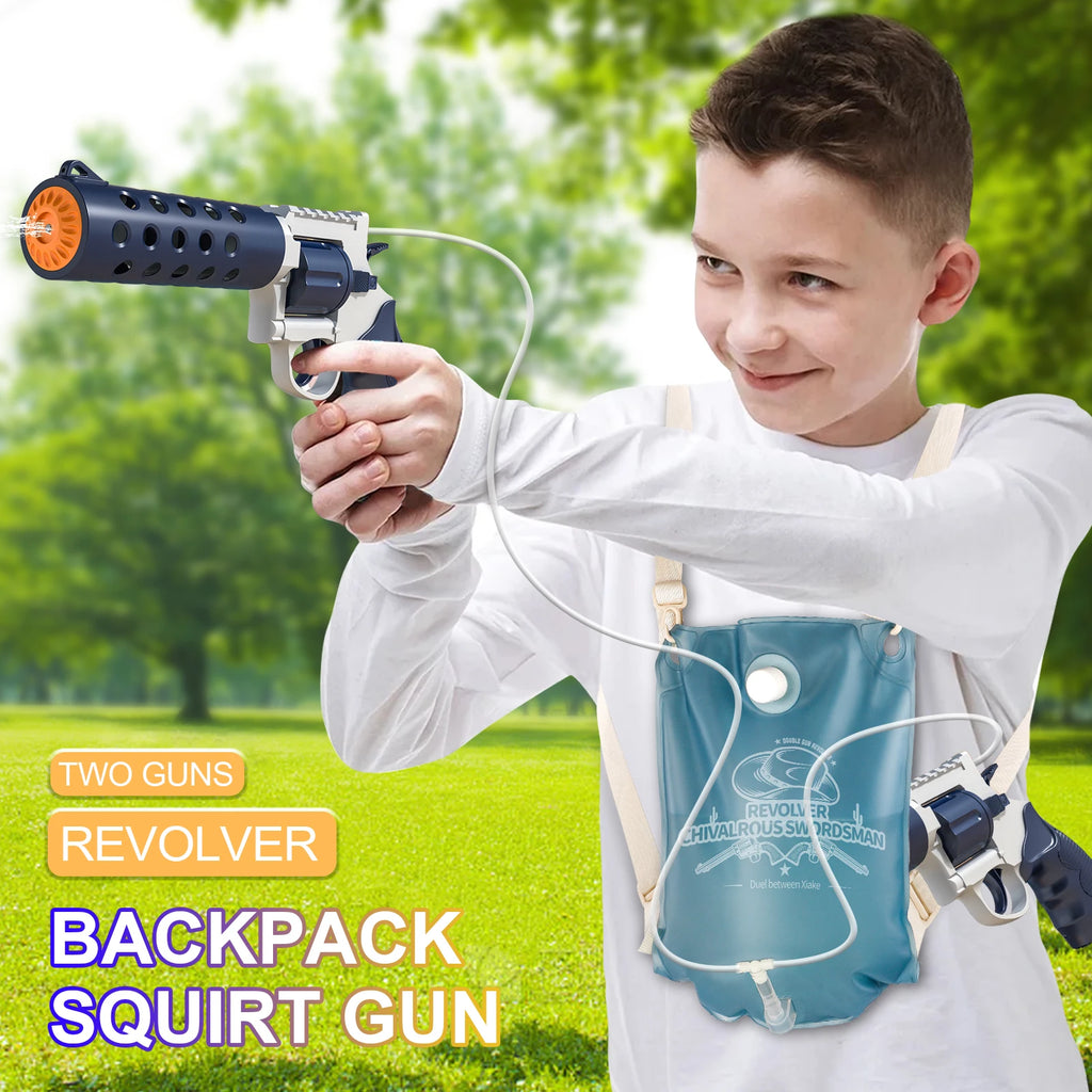 Summer Electric Backpack Automatic Revolver Water Gun Fights Toy Water Absorbing Guns Outdoor Beach Swimming Pool Toys for child